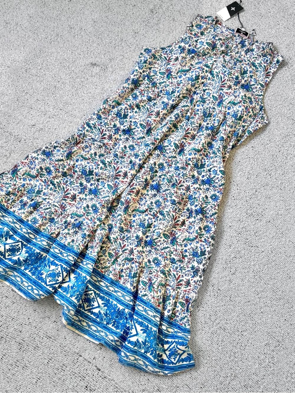 Tuckernuck Blue Floral Cotton Maxi Dress XL Paloma Caftan